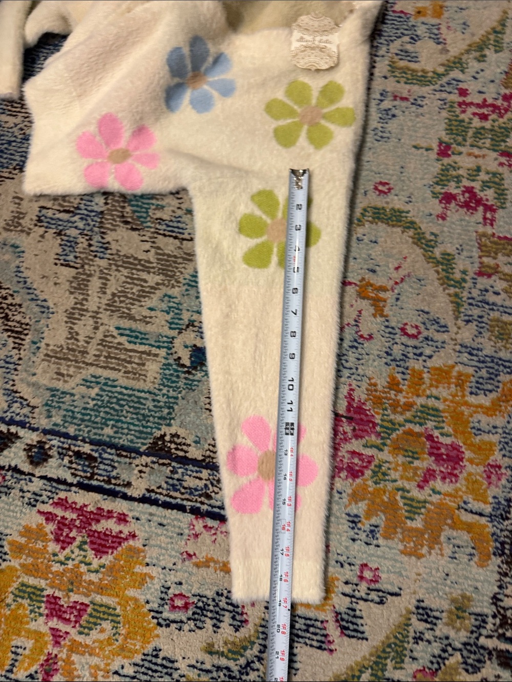 Altar'd State Cream Fuzzy Floral Button Cardigan - Picture 5 of 7